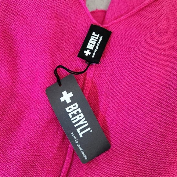 +Beryll Cashmere Serape Cape Shawl Wrap Open Front Poncho Ruana Raspberry OS - Picture 9 of 11